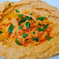 Turkish Spiced Sweet Roasted Red Pepper and Feta Hummus Appetizer