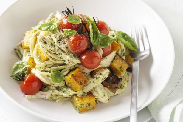 American Pesto Chicken Pasta With Pumpkin Recipe Appetizer