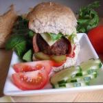 British Homemade Burgers with Bacon Cheese Cucumbers and Lettuce Appetizer