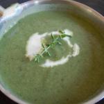 British Soup of Asparagus Peas and Spinach Appetizer