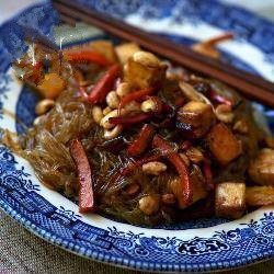 American Pasta Rice with Tofu and Vegetables Dinner