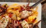 American Grilled Calamari with Braised Fennel and Polenta Recipe Appetizer