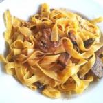 British Tagliatelle Pasta with Meat Sauce with Mushrooms Dinner