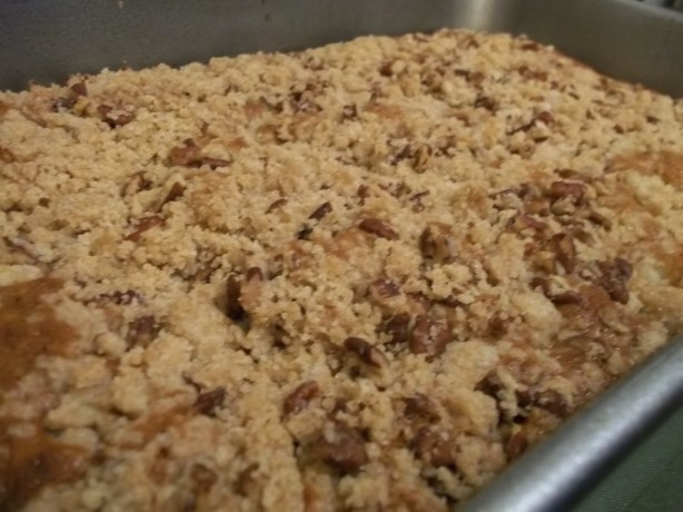 American Pear Coffee Cake with Ginger Pecan Crunch Topping Dessert