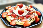American Strawberrytopped Puffy Pancake With Creamy Orange Filling Breakfast