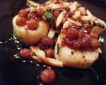 American Panseared Scallops With Champagne Grapes and Almonds Appetizer