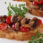 Canadian Bruschetta with Mushrooms Sliced Appetizer