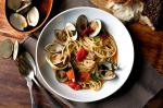 American Linguine With Littlenecks Roasted Tomatoes and Caramelized Garlic Recipe Appetizer