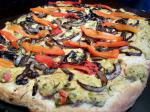 Canadian Hummus Pizza With Caramelized Onions and Roasted Red Peppers Appetizer