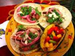British Adobo Beef Tacos With Pickled Red Onions Appetizer