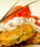 American Smoked Salmon W Chili Corn Fritters and Sour Cream Dip Appetizer