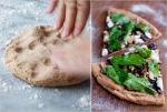 American Pizza With Mushrooms Goat Cheese Arugula and Walnuts Recipe Dinner