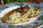 American Souffle Omelet With Brie Mushrooms and Onions Appetizer