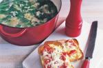 British Pea and Spinach Risoni Soup With Mozzarella Toasties Recipe Appetizer