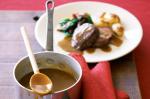 American Beef Fillet With Shortcut Gravy Pancetta And Spinach Recipe Dinner