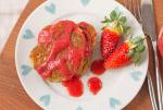 Canadian Heart Shaped Wholewheat Pancakes With Strawberry Sauce Breakfast