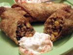 American Texmex Egg Rolls With Creamy Cilantro Dipping Sauce Appetizer