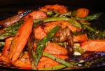 American Roasted Asparagus Baby Carrots and Scallions Appetizer