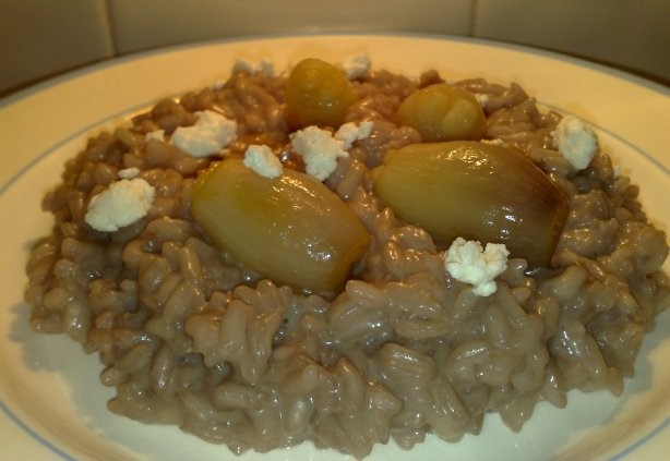 Australian Red Wine and Goats Cheese Risotto With Caramelised Baby Onions Appetizer