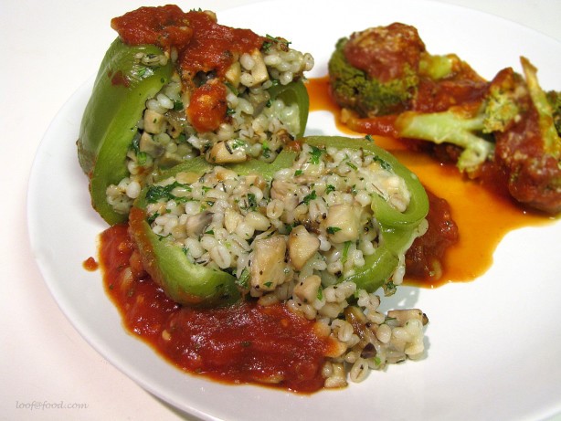 American Barley  Mushroom Stuffed Green Bell Peppers Appetizer