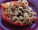 American Ground Beef Stuffed Green Bell Peppers With Cheese Appetizer