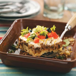 American Taco Corn Bread Squares Appetizer