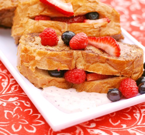 French Berrystuffed French Toast With Vanilla Yogurt Sauce Breakfast