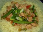 Australian Chicken in Peanut Curry With Saffron Rice and Snow Peas Appetizer