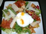 Australian Warm Bread Salad of Crispy Pancetta Parmesan and Poached Egg Dinner