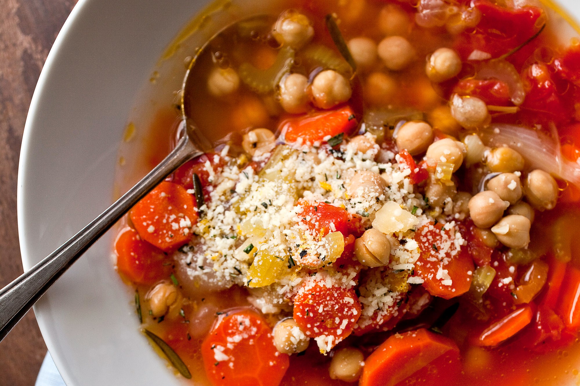 Canadian Chickpea Vegetable Soup With Parmesan and Rosemary Recipe Appetizer