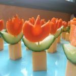 American Carrots Cucumbers Flowers Appetizer