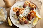 British Paprika Prawn Chorizo And Haloumi Kebabs Recipe Appetizer