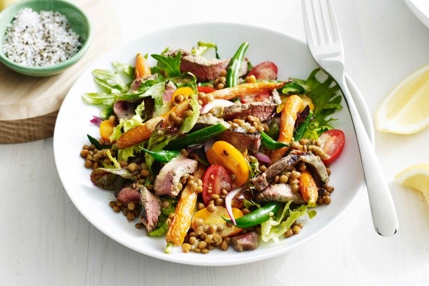 Australian Mustard Beef With Honey Carrot and Bean Salad Recipe Dessert