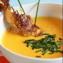 Canadian Cold Soup Orange Accompanied by Skewers Satay Sauce Soup