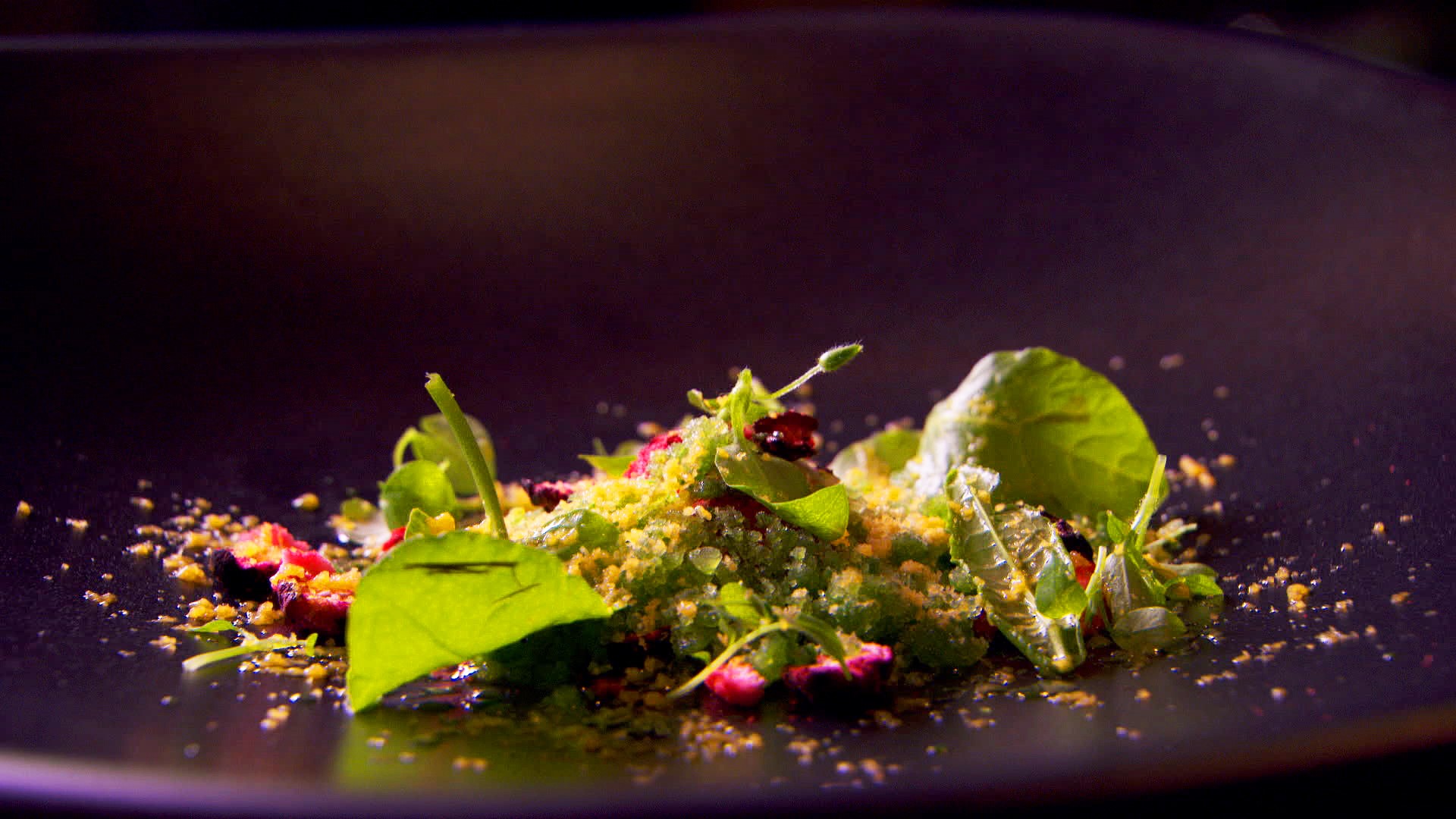 Australian Smoked Mullet Roe Cured Milt Sorrel Granita and Ricotta Appetizer