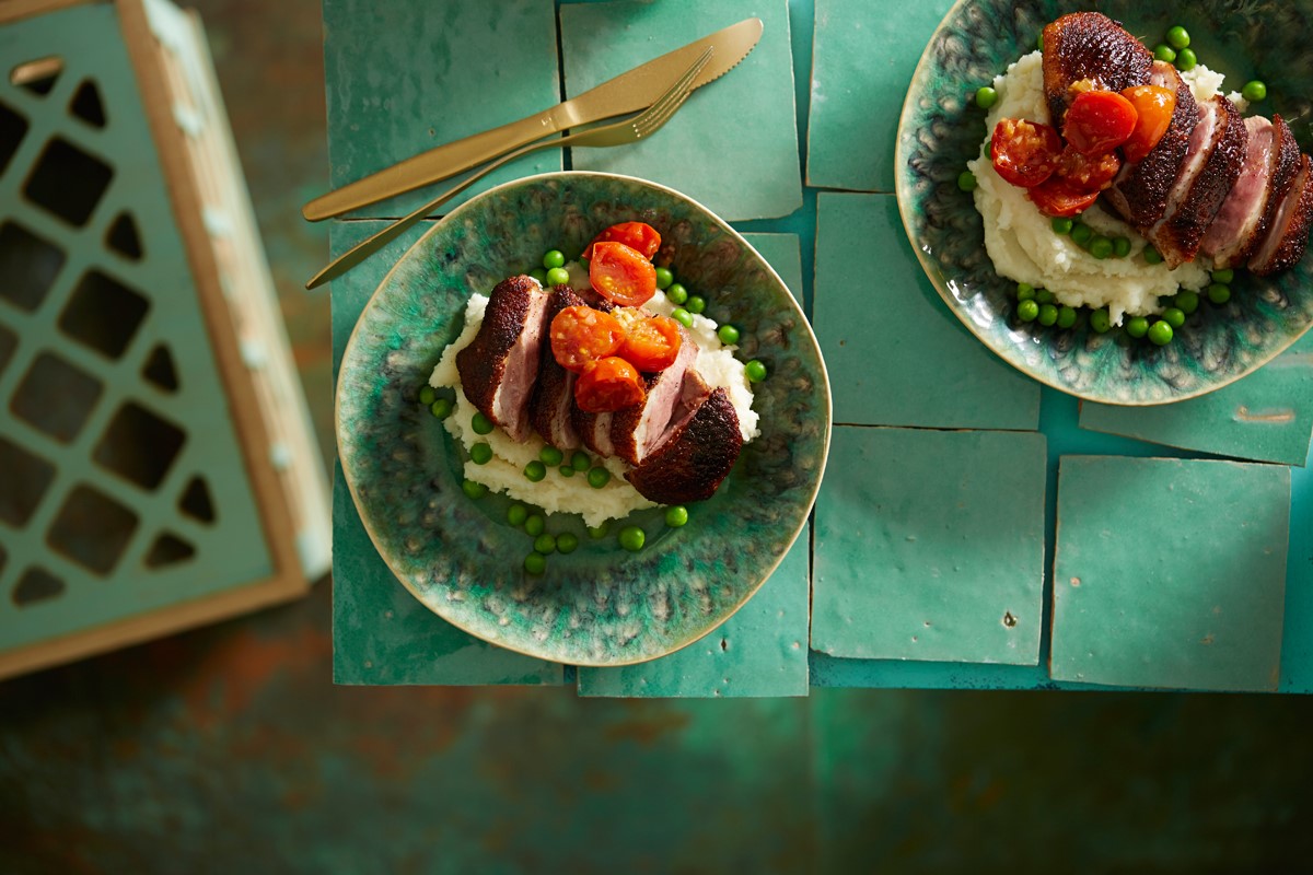 Australian Spiced Duck Breast with Warm Cherry Tomato Vinaigrette Appetizer