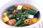 Chinese Chicken Broth With Pork Dumplings And Chinese Broccoli Recipe Appetizer