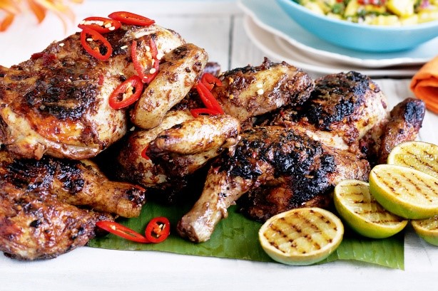 Caribbean Barbecued Jerk Chicken With Pineapple and Ginger Chutney Recipe BBQ Grill