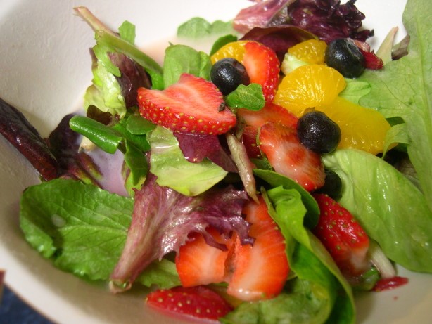 American Mixed Fruit Spring Greens W White Chocolateorange Vinaigrette Dessert