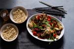 Chinese Spicy Asian Mushroom Stirfry with Chinese Sausage and Tomato Appetizer
