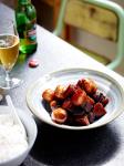Chinese Sticky Pork Belly and Chat Potatoes Appetizer