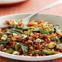 American Wheat Berries with Dandelion Greens and Blue Cheese Appetizer