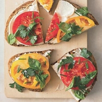 Australian Open-faced Tomato Sandwiches with Herbs and Creamy Tofu Spread Appetizer