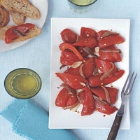 Bulgarian Roasted Red Peppers with Anchovies Appetizer