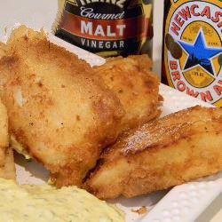 American Beer Battered Fish and Chips Appetizer