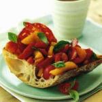 American Bruschetta with Chorizo Grilled Peppers and Tomatoes Dinner
