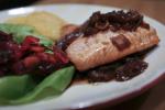 American Salmon With Caramelized Onion and Fig Sauce Dinner