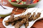 American Spiced Beef Skewers With Eggplant Salad Recipe Appetizer