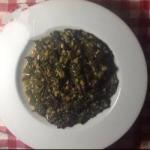 American Spinach Stew with Wheat Burgol and Minced Meat Appetizer