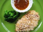 American Crispy Coconut Chicken With a Apricot Curry Dipping Sauce Appetizer